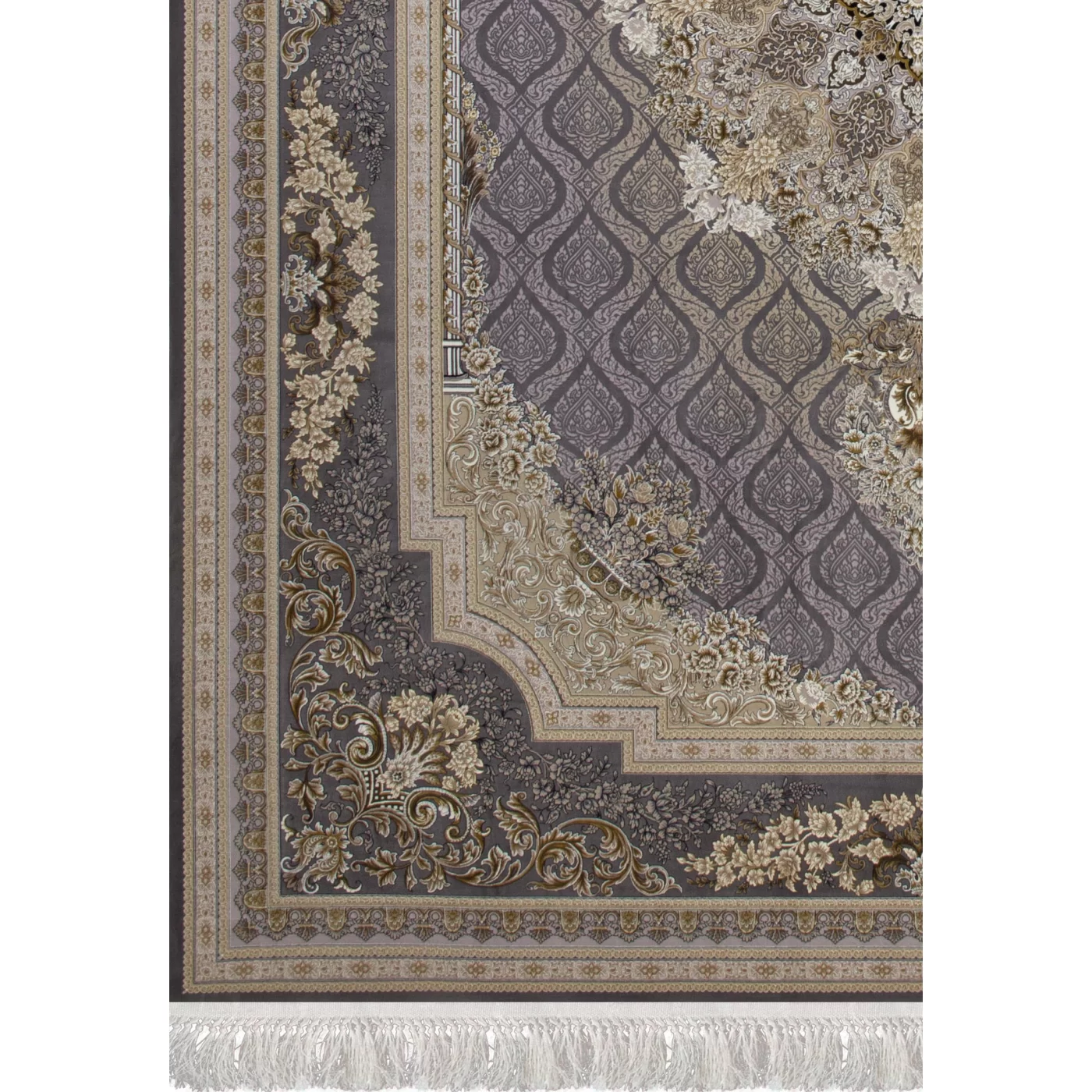 فرش ماشینی 1200 شانه تراکم 3600 گل برجسته طرح مژده صدفی