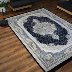 Machine made Carpet 1200 Reeds, 3600 Density – Mojdeh Navy Design - Bazar Rug - 1200 Reeds Machine Made Carpet