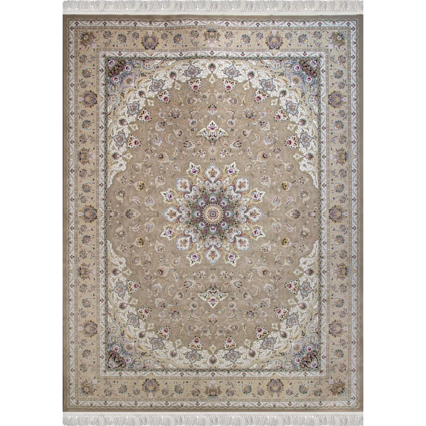 فرش ماشینی ۱۲۰۰ شانه تراکم ۳۶۰۰ گل برجسته طرح نفس نسکافه ای