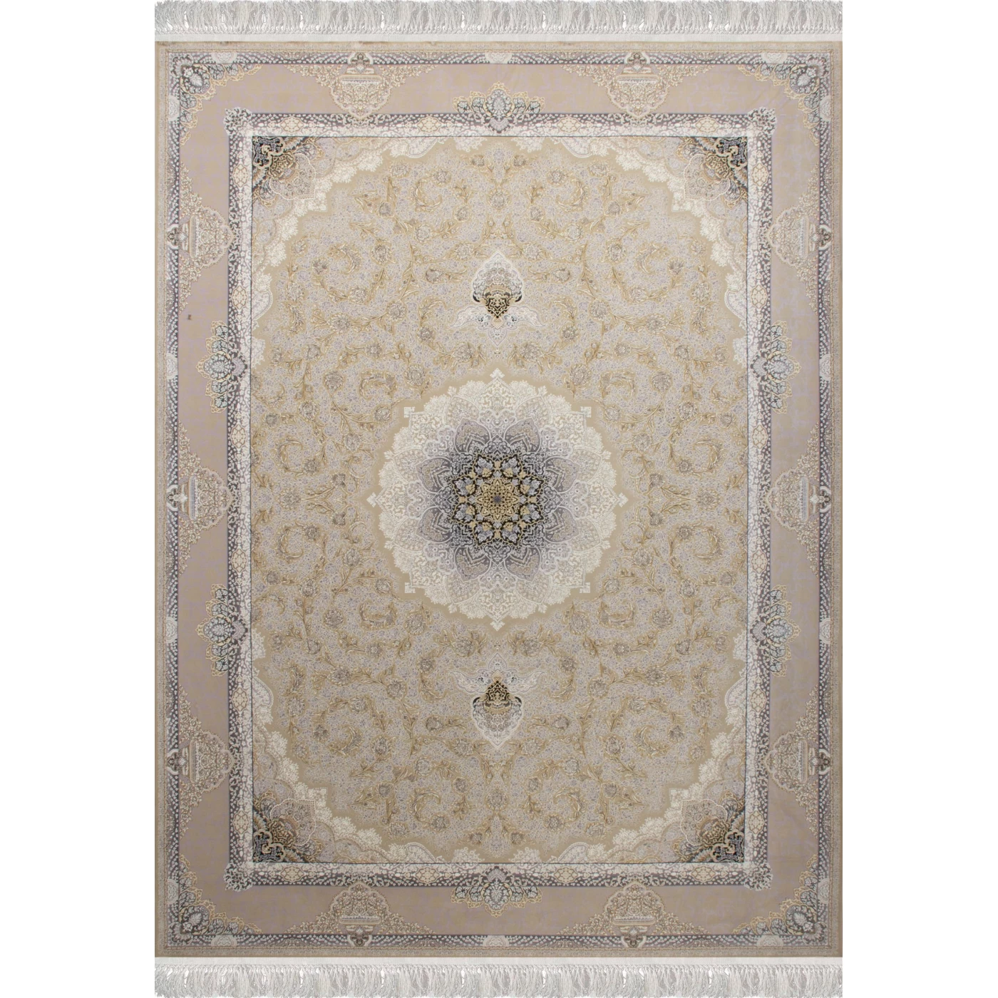 فرش ماشینی ۱۲۰۰ شانه تراکم ۳۶۰۰ گل برجسته طرح نهال صدفی