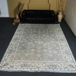 فرش ماشینی 1200 شانه تراکم 3600 گل برجسته طرح ناهید فیلی