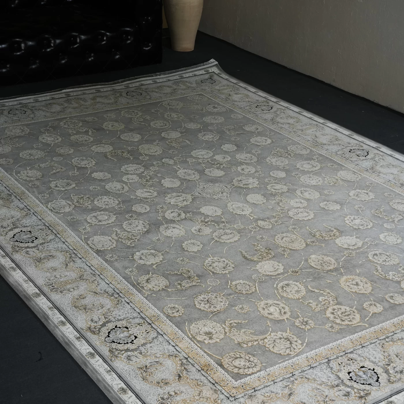 فرش ماشینی 1200 شانه تراکم 3600 گل برجسته طرح ناهید فیلی