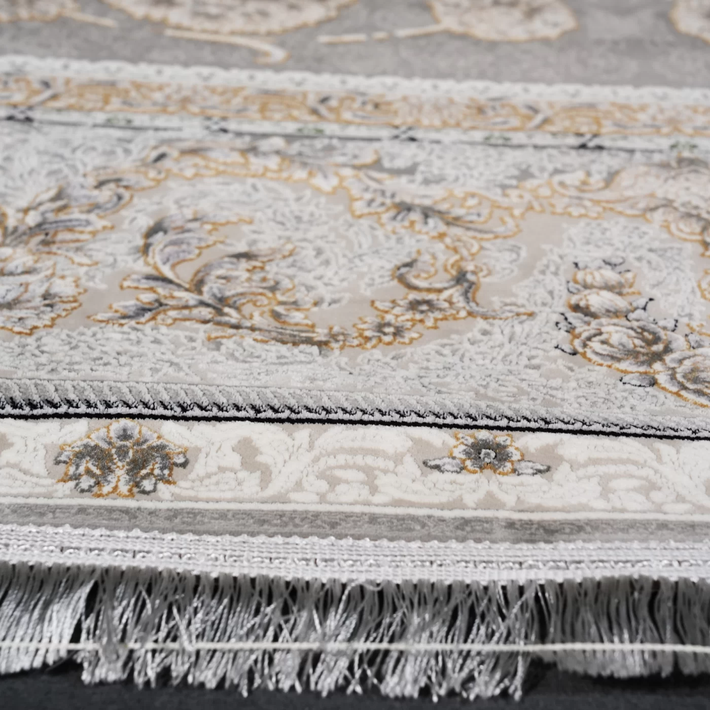 فرش ماشینی 1200 شانه تراکم 3600 گل برجسته طرح ناهید فیلی