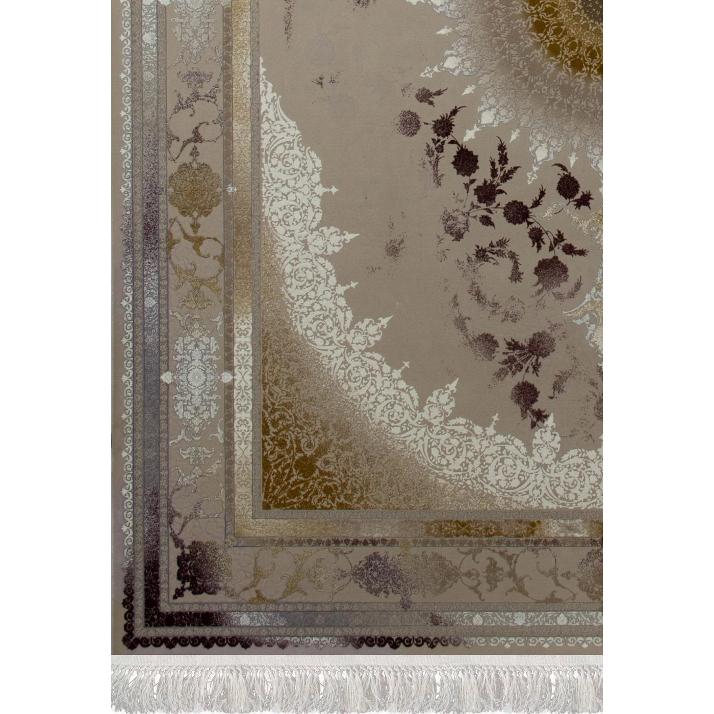 فرش ماشینی ۱۲۰۰ شانه تراکم ۳۶۰۰ گل برجسته طرح نائین صدفی روناسی