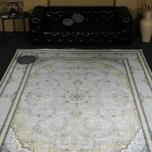 فرش ماشینی 1200 شانه تراکم 3600 گل برجسته طرح نارو...