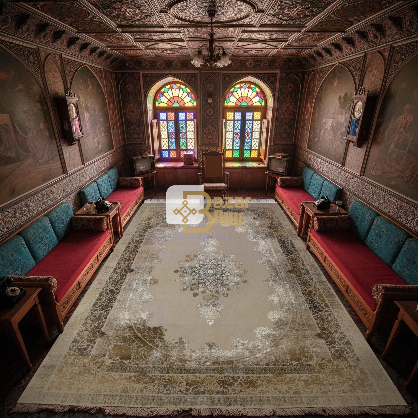 فرش ماشینی ۱۲۰۰ شانه تراکم ۳۶۰۰ گل برجسته طرح نازنین صدفی