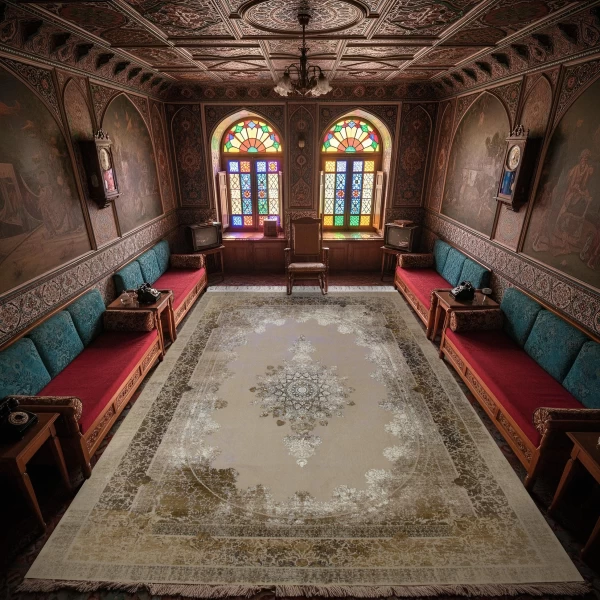 فرش ماشینی ۱۲۰۰ شانه تراکم ۳۶۰۰ گل برجسته طرح نازنین صدفی