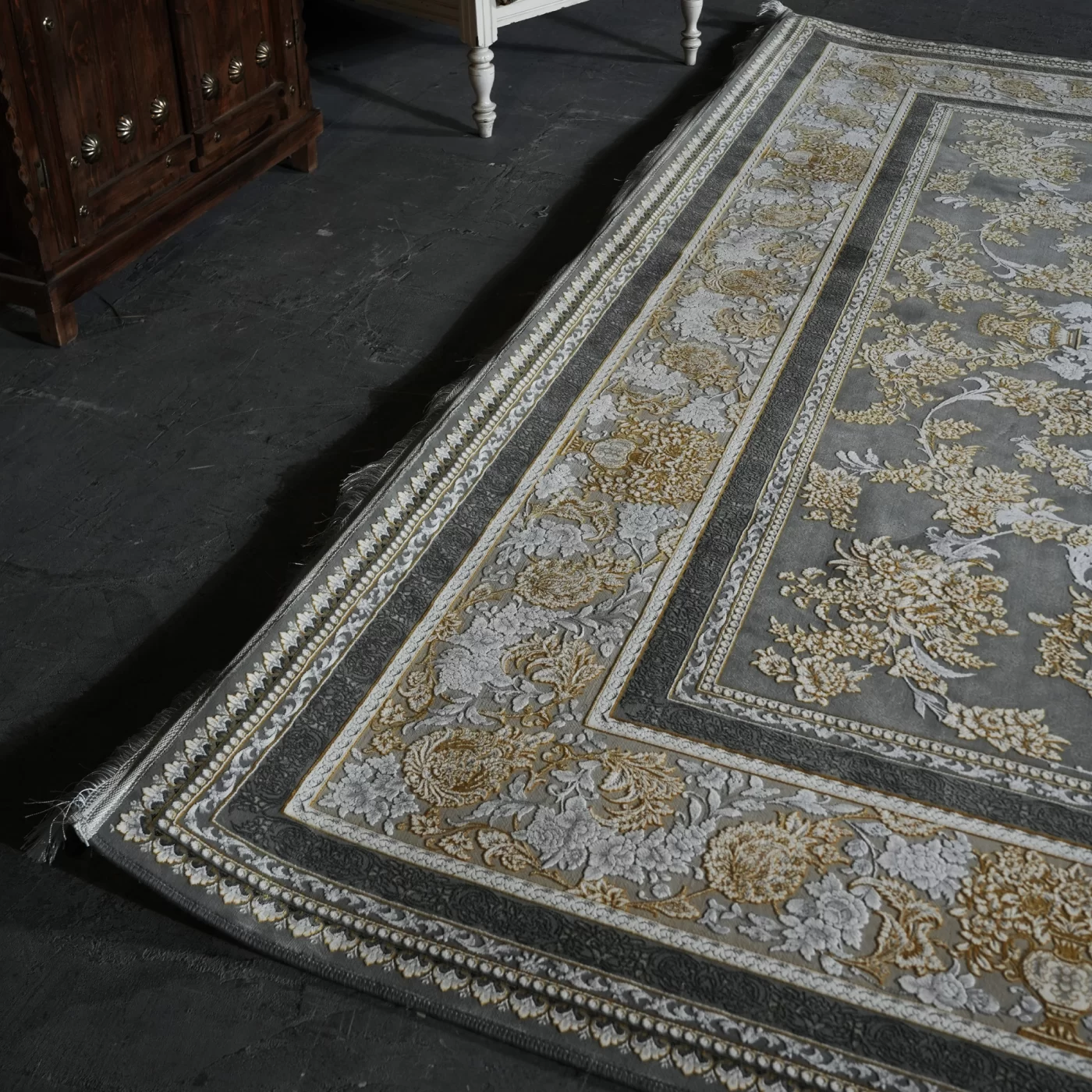 فرش ماشینی 1200 شانه تراکم 3600 گل برجسته طرح نگار فیلی