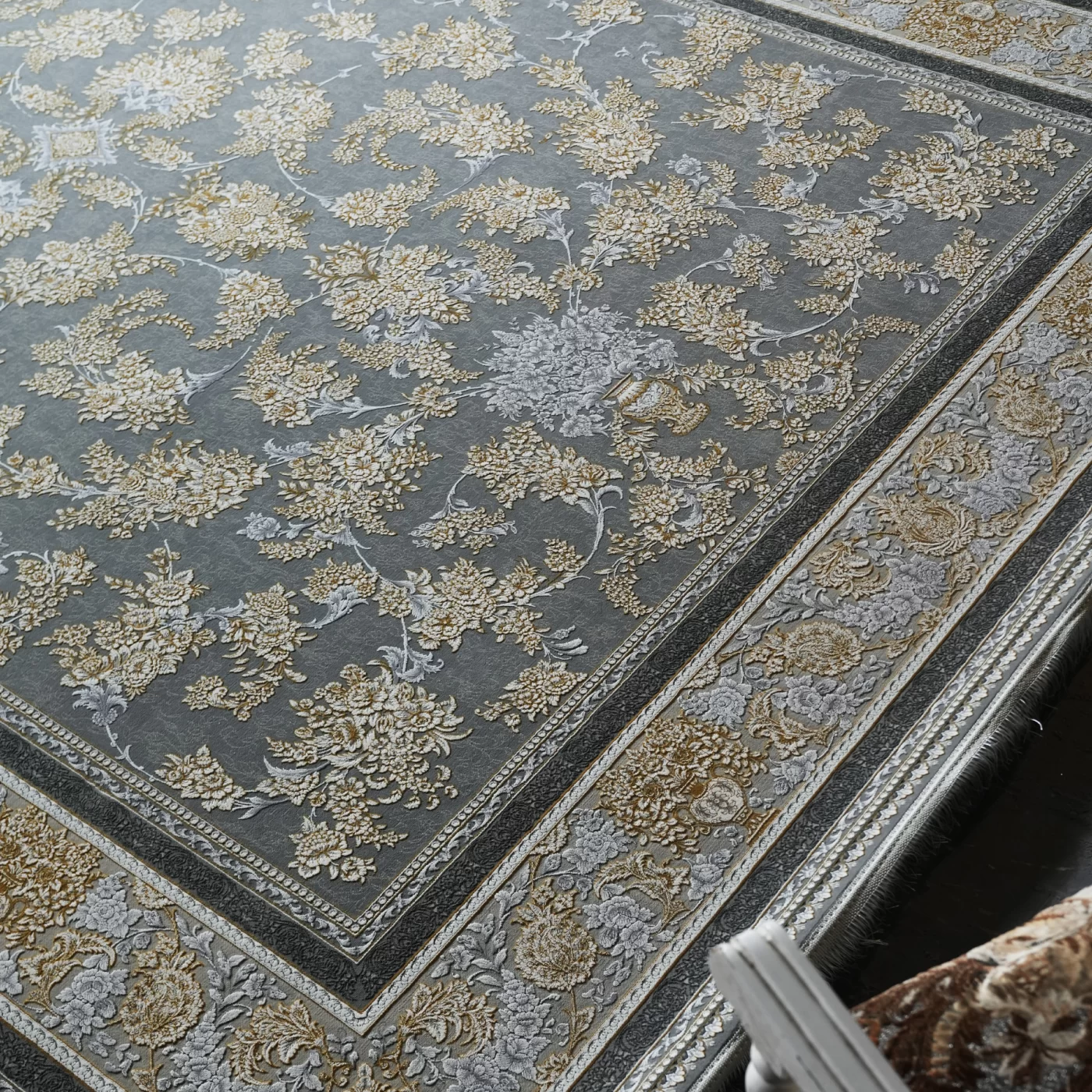 فرش ماشینی 1200 شانه تراکم 3600 گل برجسته طرح نگار فیلی