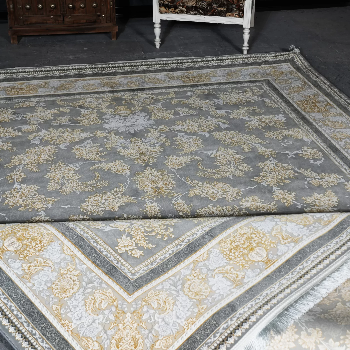 فرش ماشینی 1200 شانه تراکم 3600 گل برجسته طرح نگار فیلی