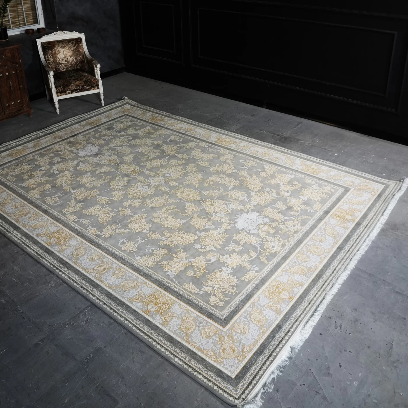 فرش ماشینی 1200 شانه تراکم 3600 گل برجسته طرح نگار فیلی