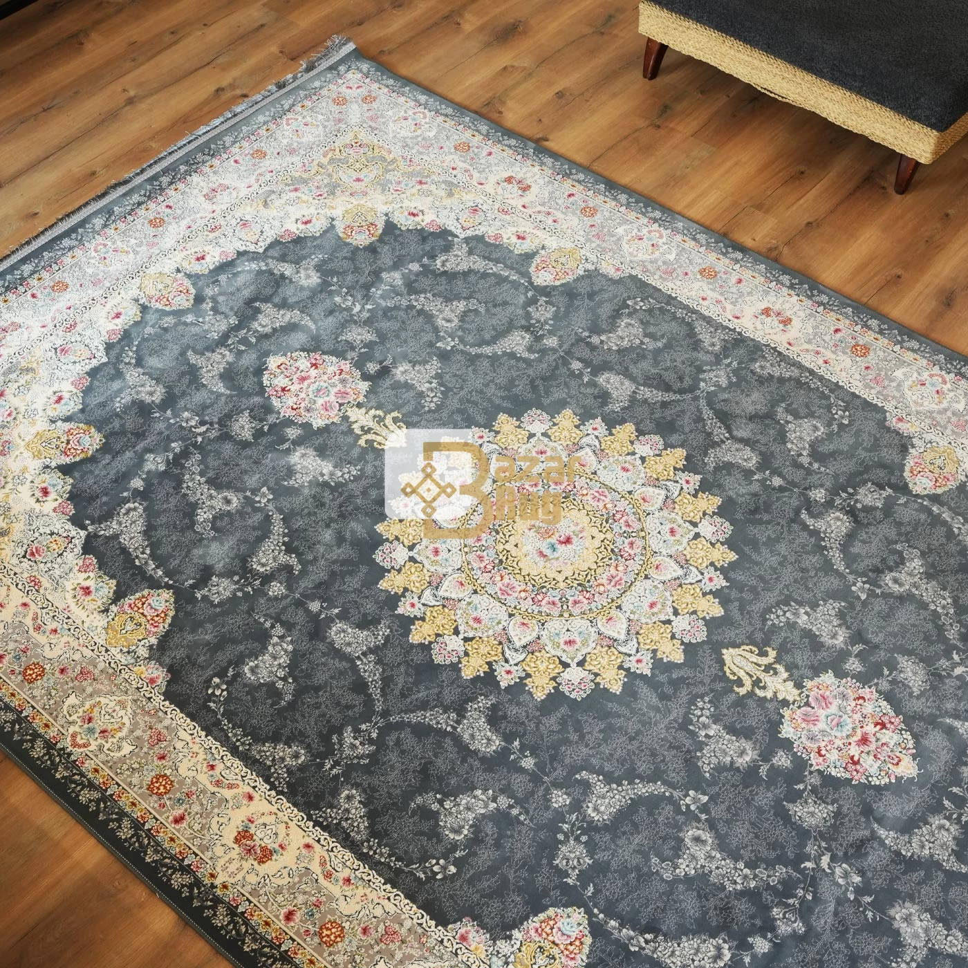 فرش ماشینی1200  شانه تراکم 3600 طرح نگین دودی