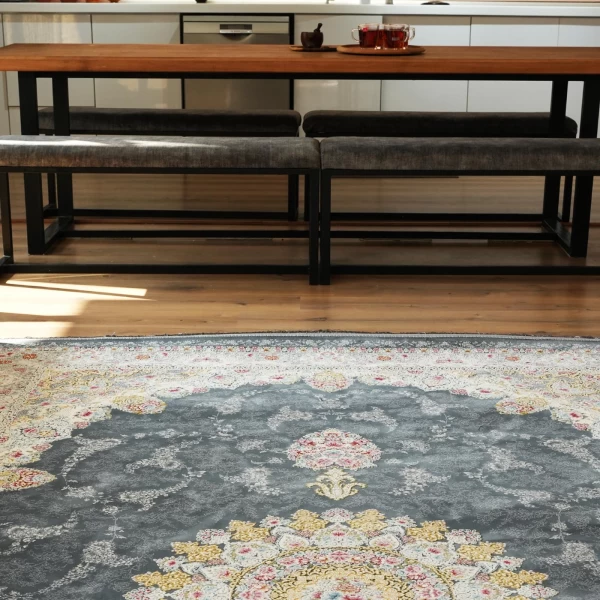 فرش ماشینی1200  شانه تراکم 3600 طرح نگین دودی