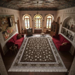 Machine Woven Carpet 1200 Reeds – Density 3600 Embossed Design Parimah Chocolate  - Bazar Rug - 1200 Reeds Machine Made Carpet