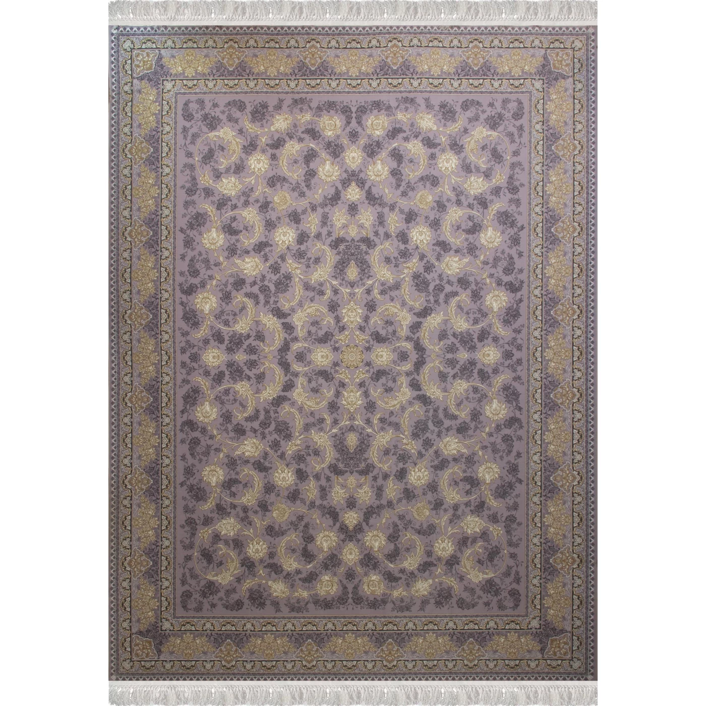 فرش ماشینی 1200 شانه تراکم 3600 گل برجسته طرح پریماه یاسی