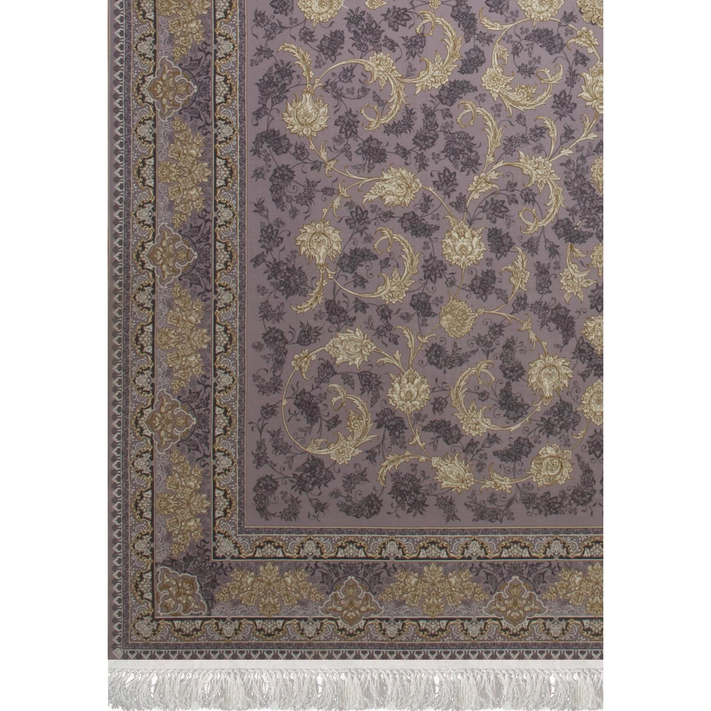 فرش ماشینی 1200 شانه تراکم 3600 گل برجسته طرح پریماه یاسی