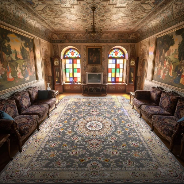 Machine Made Rug 1200 Reeds Density 3600 High Relief Design Parizad Gray