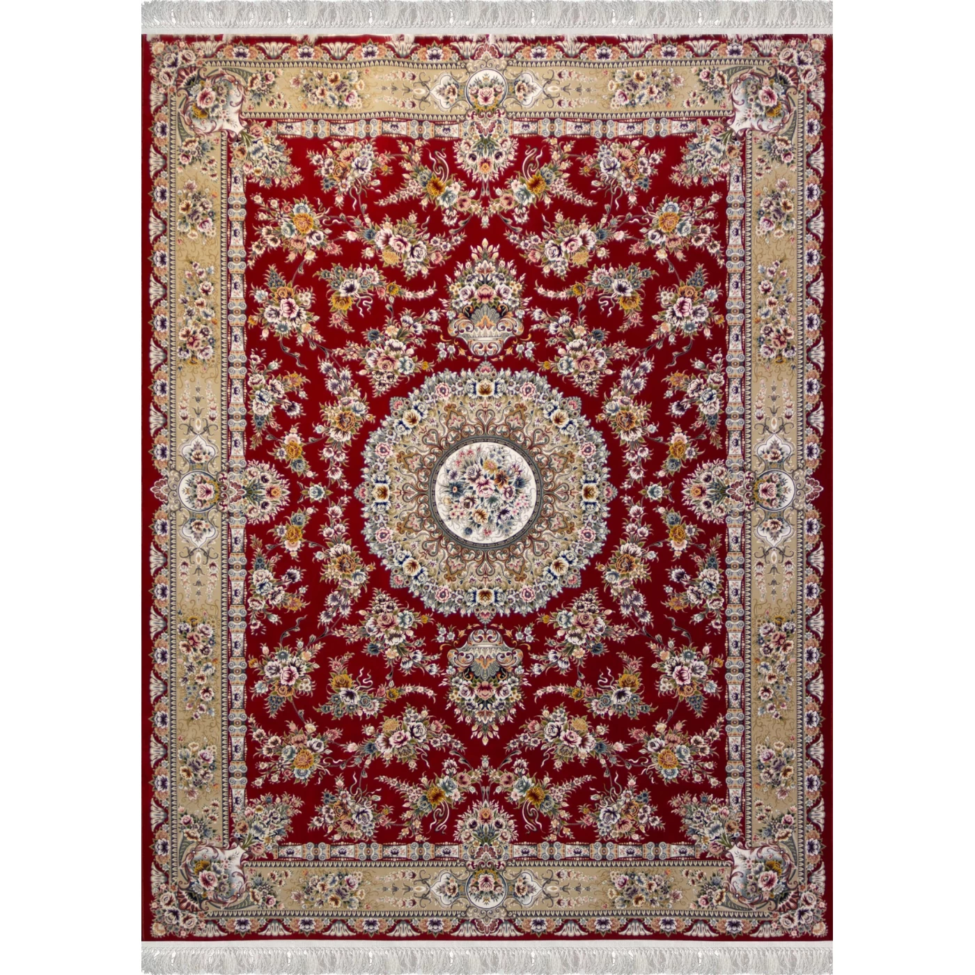  فرش ماشینی ۱۲۰۰ شانه تراکم ۳۶۰۰ گل برجسته طرح پریزاد لاکی 