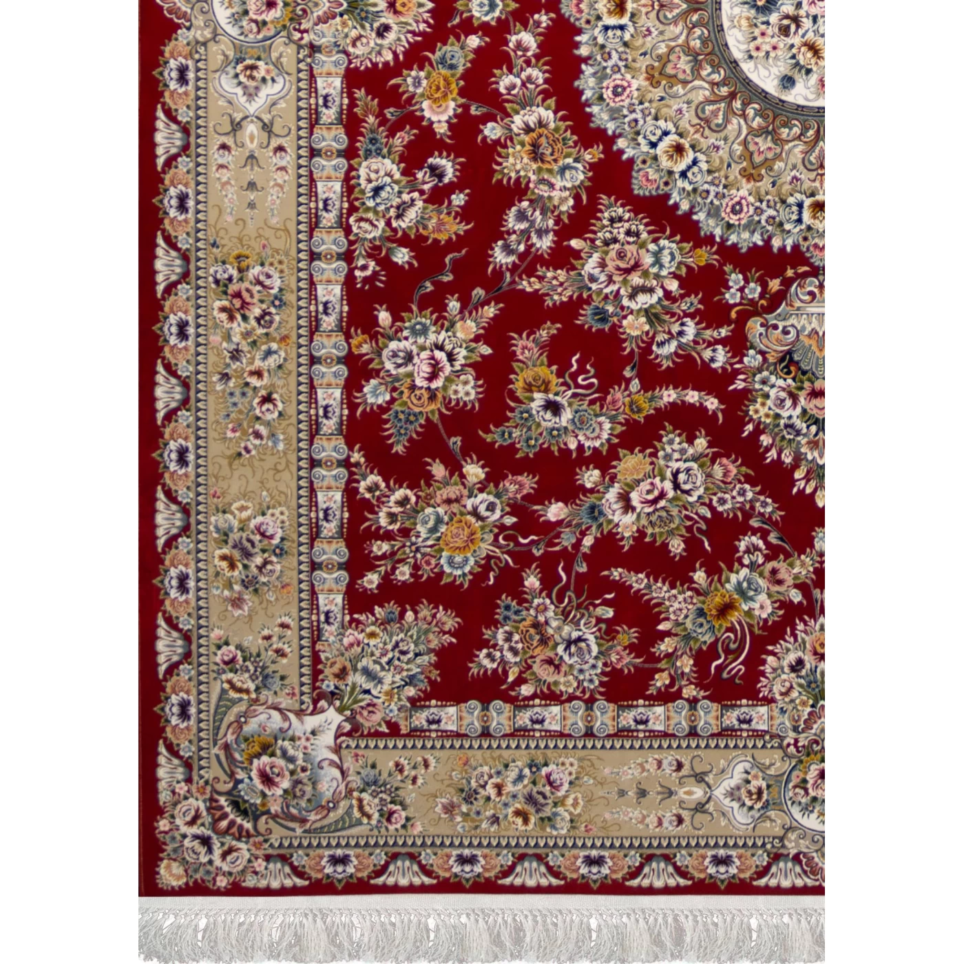  فرش ماشینی ۱۲۰۰ شانه تراکم ۳۶۰۰ گل برجسته طرح پریزاد لاکی 