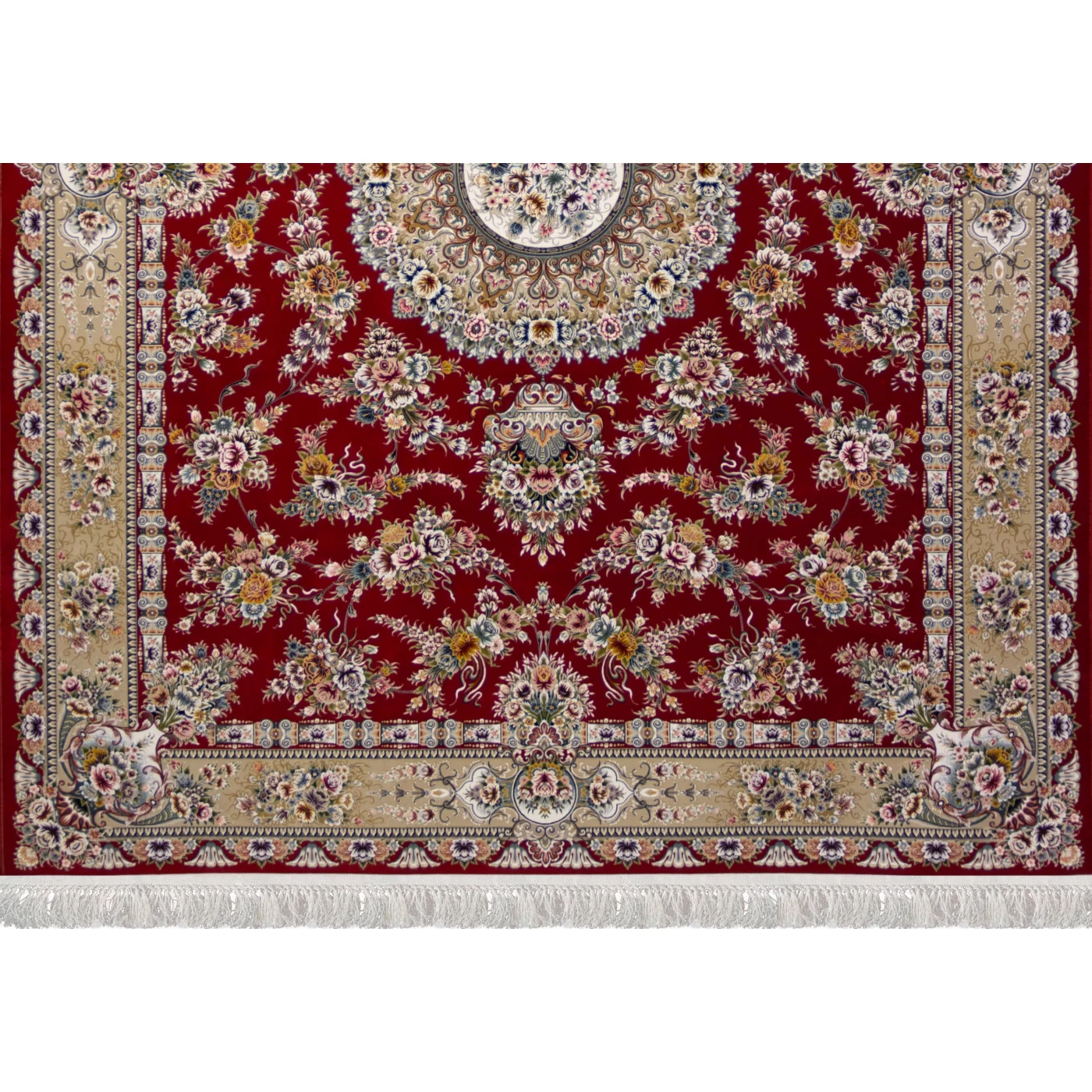  فرش ماشینی ۱۲۰۰ شانه تراکم ۳۶۰۰ گل برجسته طرح پریزاد لاکی 