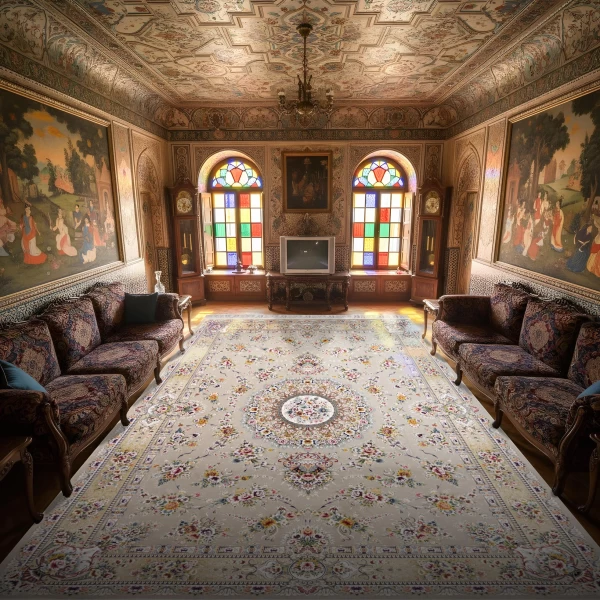 Machine Made Rug 1200 Reeds Density 3600 High Relief Design Parizad Silver