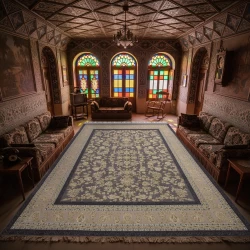 فرش ماشینی ۱۲۰۰ شانه تراکم ۳۶۰۰ گل برجسته طرح پارمیدا دلفینی