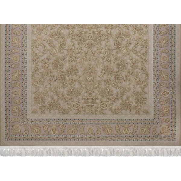 فرش ماشینی ۱۲۰۰ شانه تراکم ۳۶۰۰ گل برجسته طرح پارمیدا صدفی