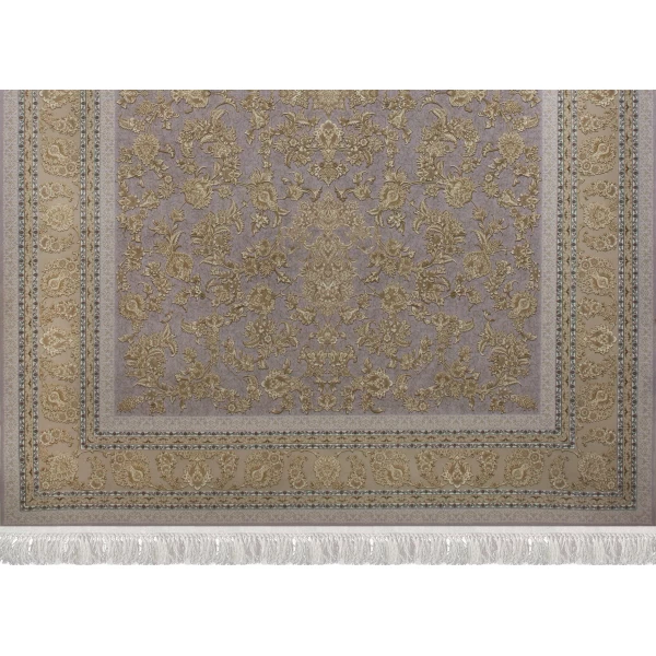 فرش ماشینی ۱۲۰۰ شانه تراکم ۳۶۰۰ گل برجسته طرح پارمیدا یاسی