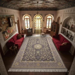 Machine  Made Carpet 1200 Reeds  3600 Density – Embossed  Parastesh Dolphin - Bazar Rug - 1200 Reeds Machine Made Carpet