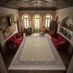 سجادة صناعية 1200 شانة بكثافة 3600 – تصميم باراستش بلون صدفي بارز النقوش - بازار راج - سجادة 1200 عقدة عرضية