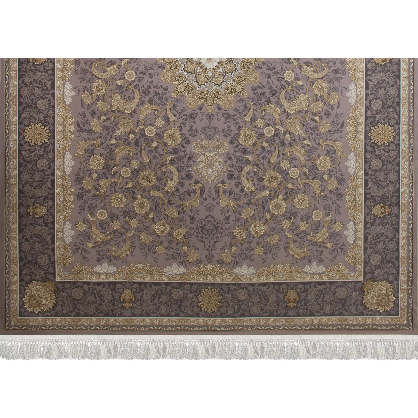 فرش ماشینی 1200 شانه تراکم 3600 گل برجسته طرح پرستش یاسی