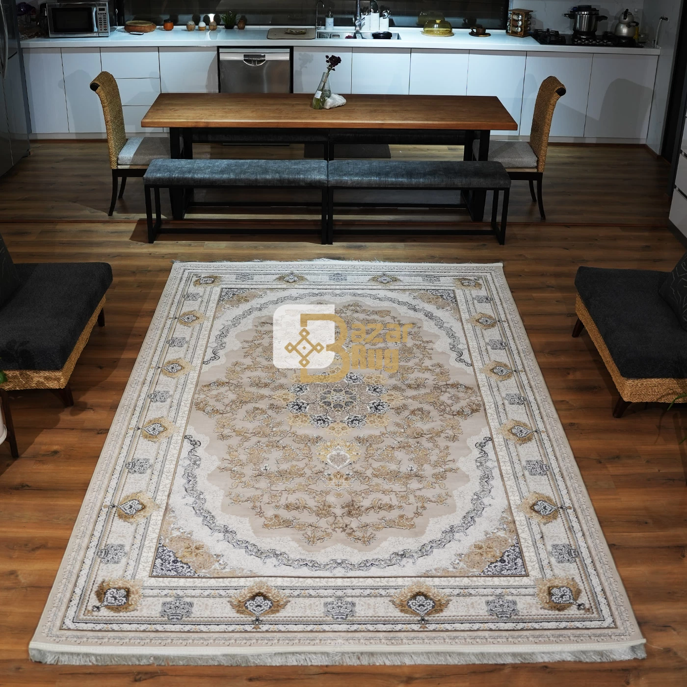 فرش ماشینی 1200 شانه تراکم 3600 طرح پونه صدفی