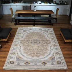 فرش ماشینی 1200 شانه تراکم 3600 گل برجسته طرح پونه صدفی - بازارفرش - فرش 1200 شانه