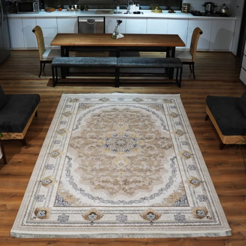 فرش ماشینی 1200 شانه تراکم 3600 گل برجسته طرح پونه صدفی