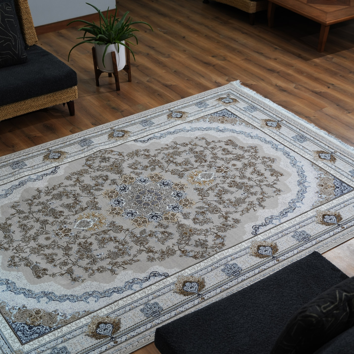 فرش ماشینی 1200 شانه تراکم 3600 طرح پونه صدفی