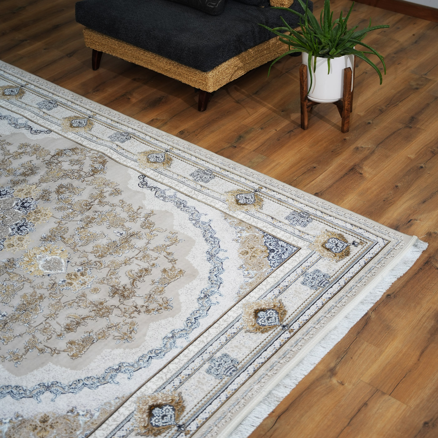 فرش ماشینی 1200 شانه تراکم 3600 طرح پونه صدفی