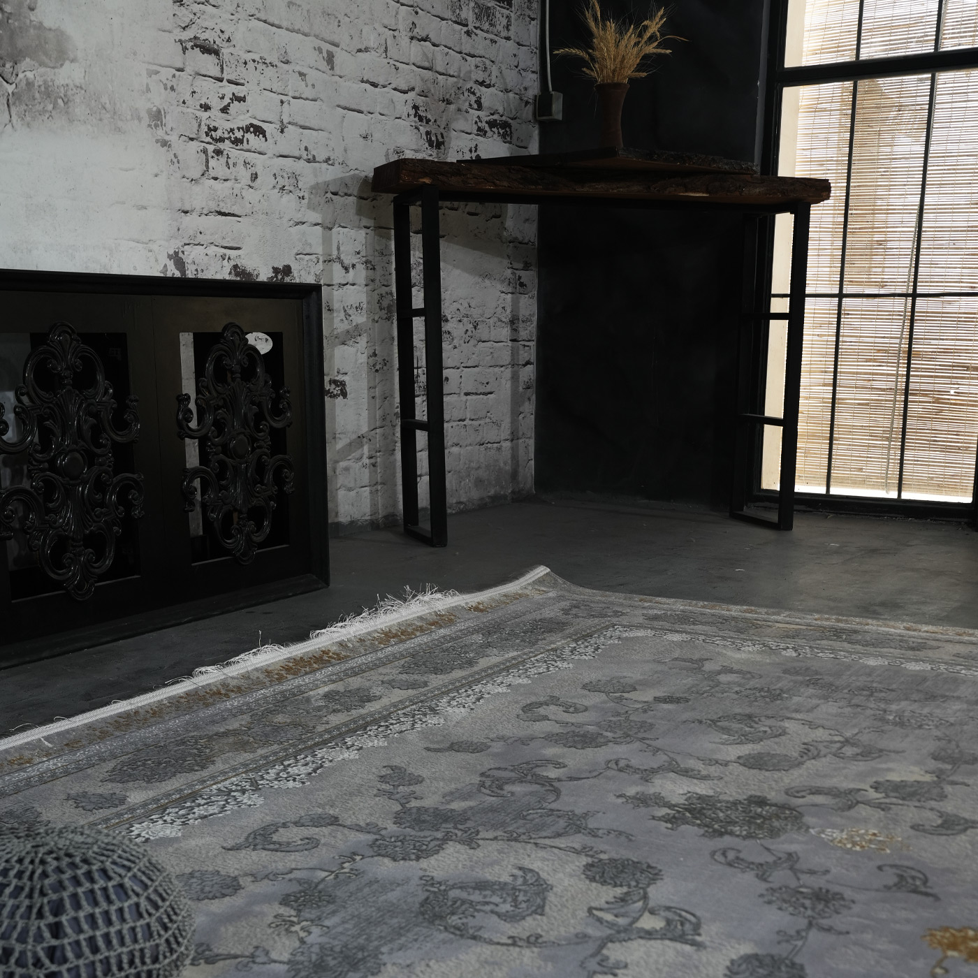 فرش ماشینی 1200 شانه تراکم 3600 گل برجسته طرح رامان بژ