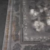 فرش ماشینی 1200 شانه تراکم 3600 گل برجسته طرح رامان بژ