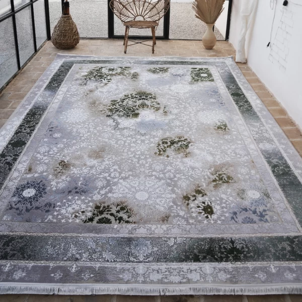 فرش ماشینی 1200 شانه تراکم 3600 گل برجسته طرح رولکس فیلی