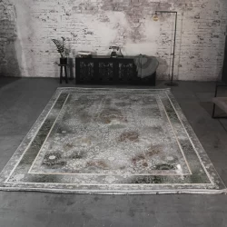 فرش ماشینی 1200 شانه تراکم 3600 گل برجسته طرح رولکس نسکافه ای - بازارفرش - فرش 1200 شانه