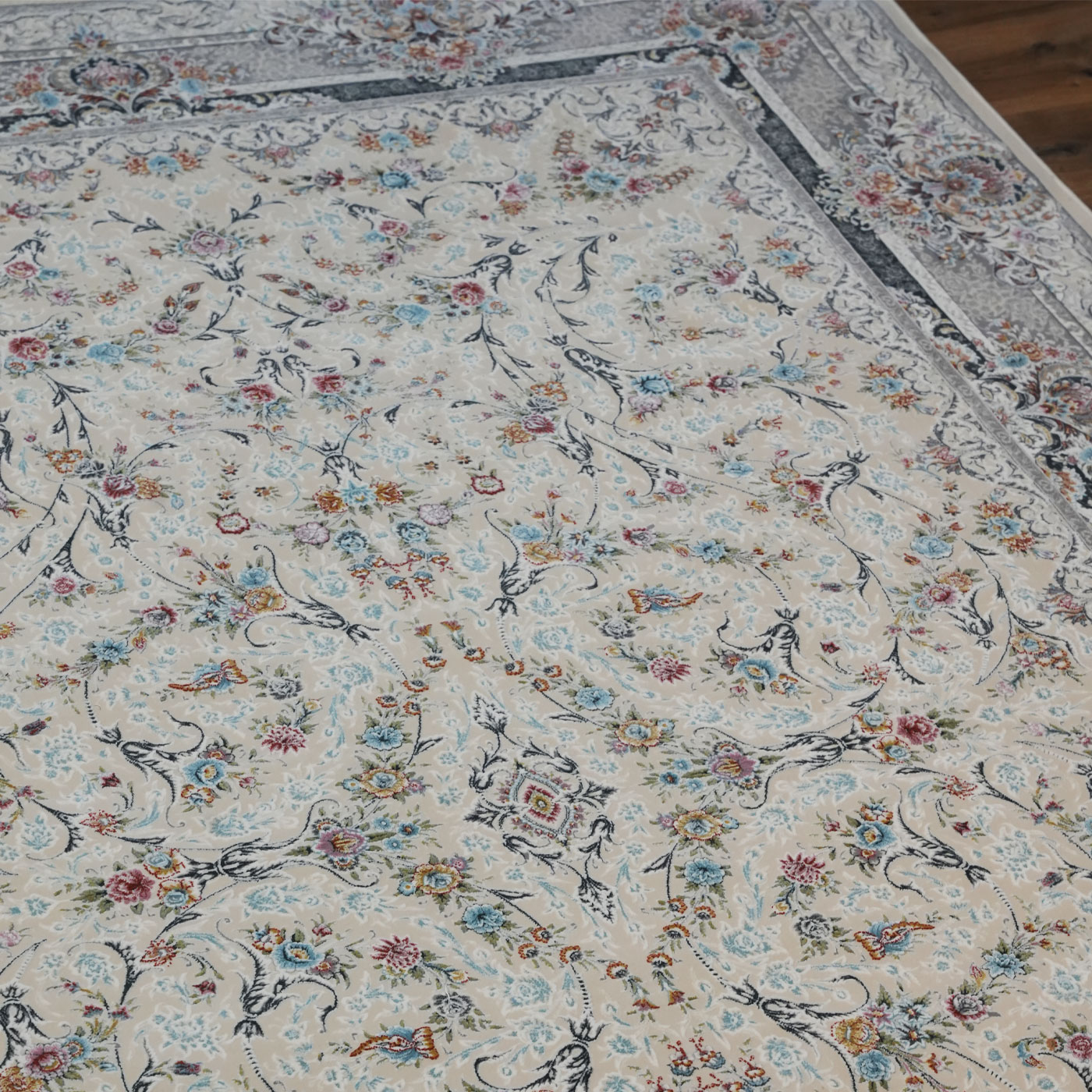 فرش ماشینی 1200 شانه تراکم 3600 طرح روشنک کرم