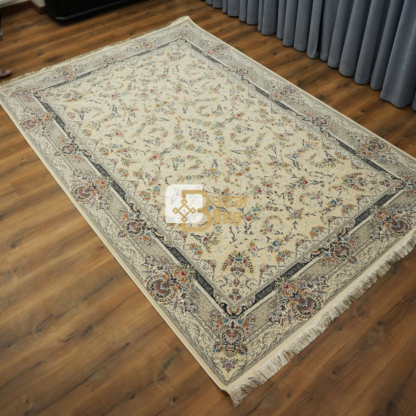 فرش ماشینی 1200 شانه تراکم 3600 طرح روشنک کرم