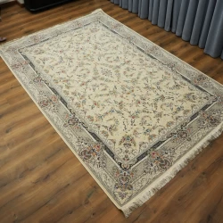 Machine made carpet 1200 reeds 3600 density Roshanak design cream color - Bazar Rug - 1200 Reeds Machine Made Carpet