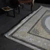 فرش ماشینی 1200 شانه تراکم 3600 گل برجسته طرح صدرا بژ