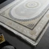 فرش ماشینی 1200 شانه تراکم 3600 گل برجسته طرح صدرا بژ