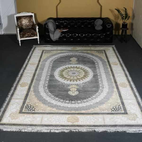 فرش ماشینی 1200 شانه تراکم 3600 گل برجسته طرح صدرا فیلی