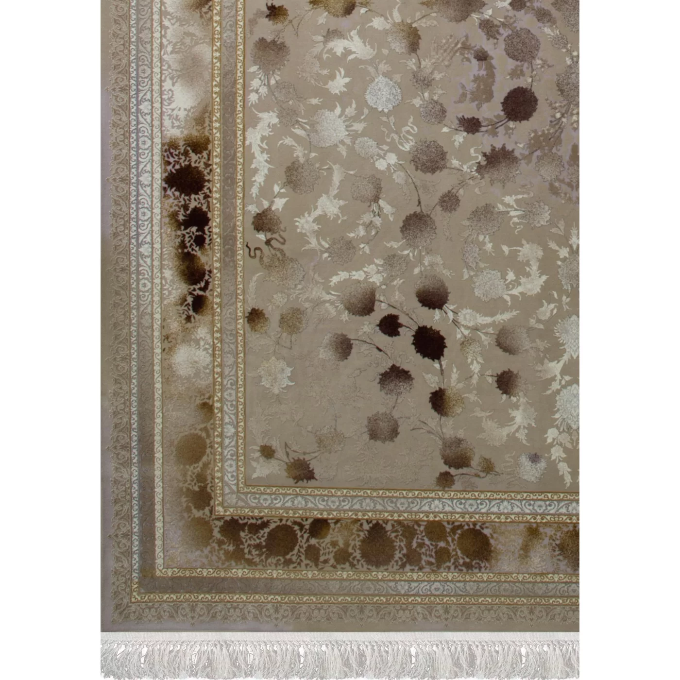 فرش ماشینی 1200 شانه تراکم 3600گل برجسته طرح شاهکار صدفی روناسی