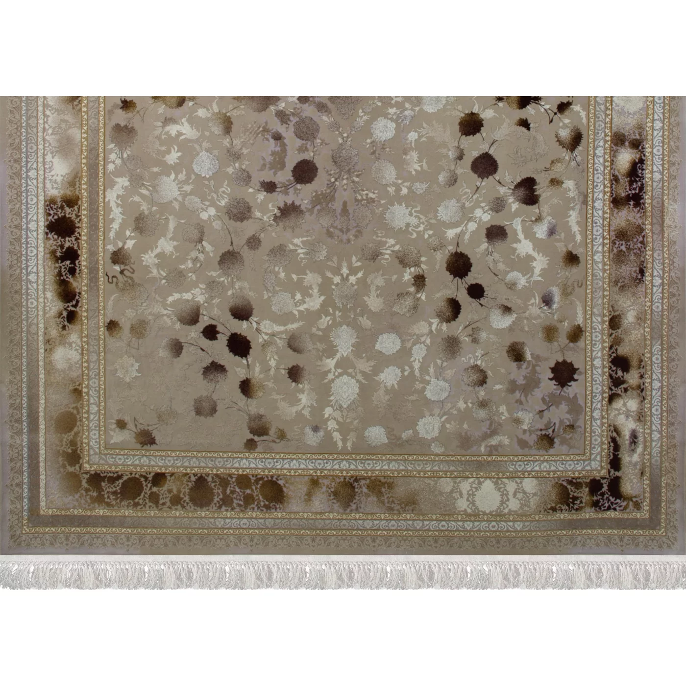 فرش ماشینی 1200 شانه تراکم 3600گل برجسته طرح شاهکار صدفی روناسی