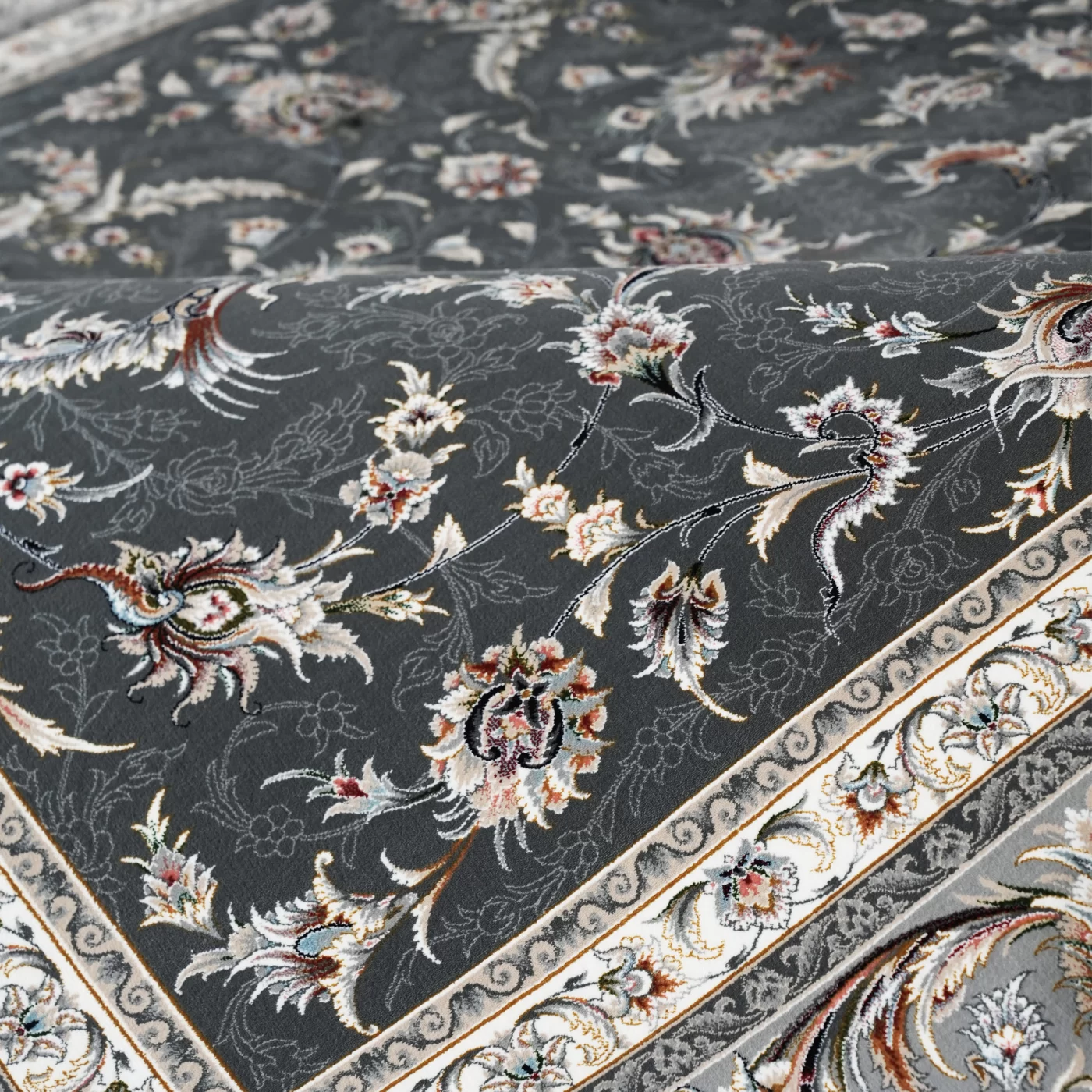 فرش ماشینی 1200 شانه تراکم 3600 گل برجسته طرح سماع دلفینی