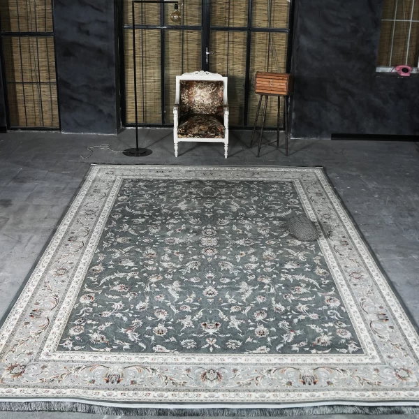 فرش ماشینی 1200 شانه تراکم 3600 گل برجسته طرح سماع دلفینی